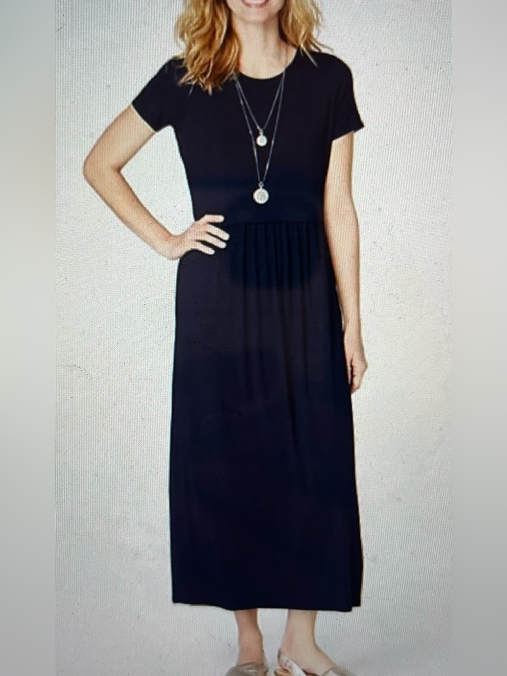 J. Jill Navy Short Sleeve Maxi Dress Sz Medium